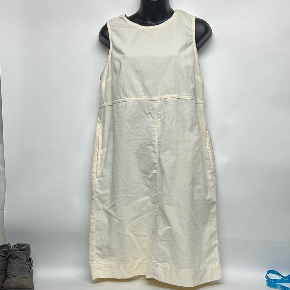Boden Cream Midi Dress size 8 new tag corduroy with pockets